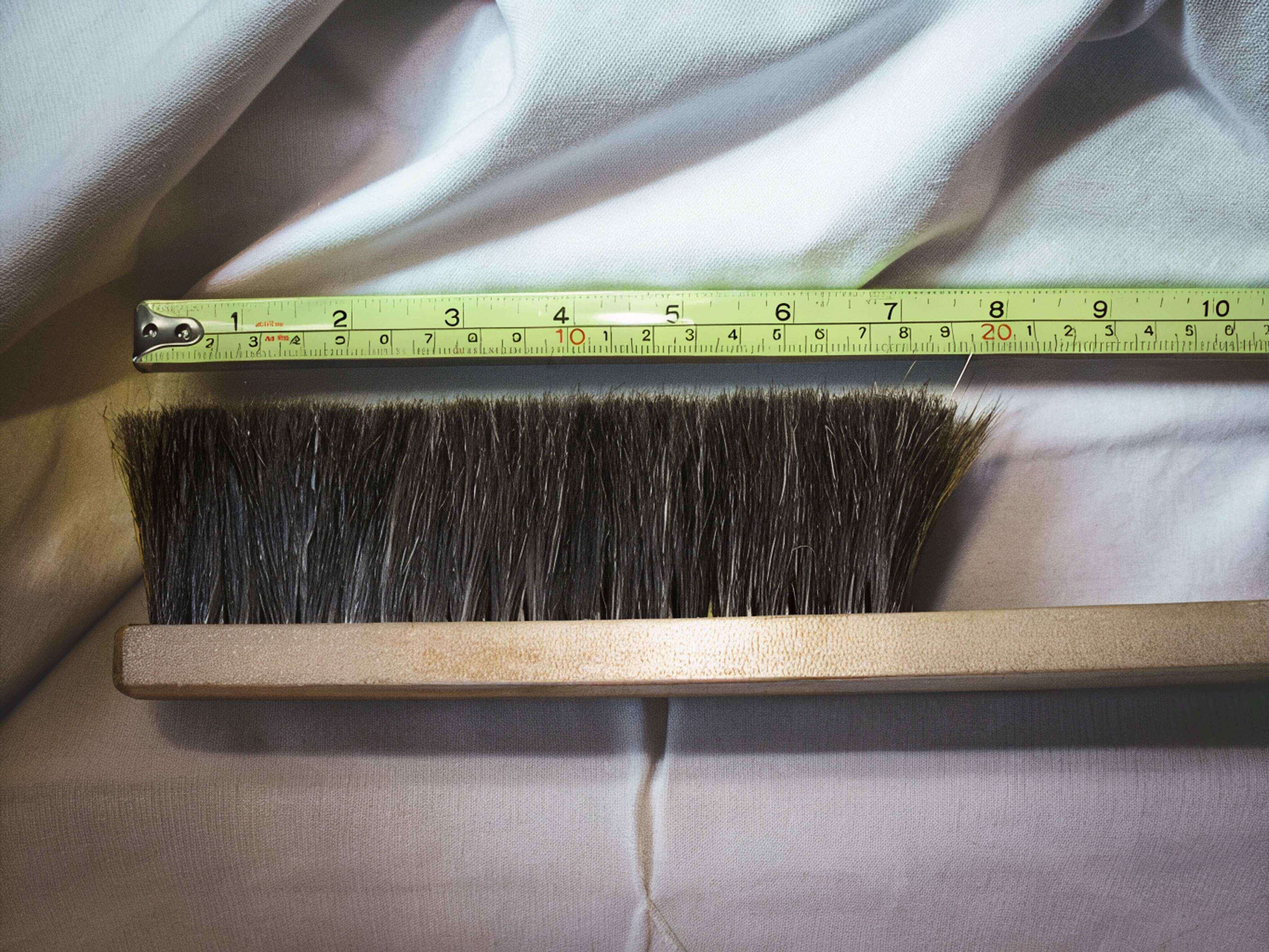 A YC Brushes handle brush, with a tape measure beside it to show the size