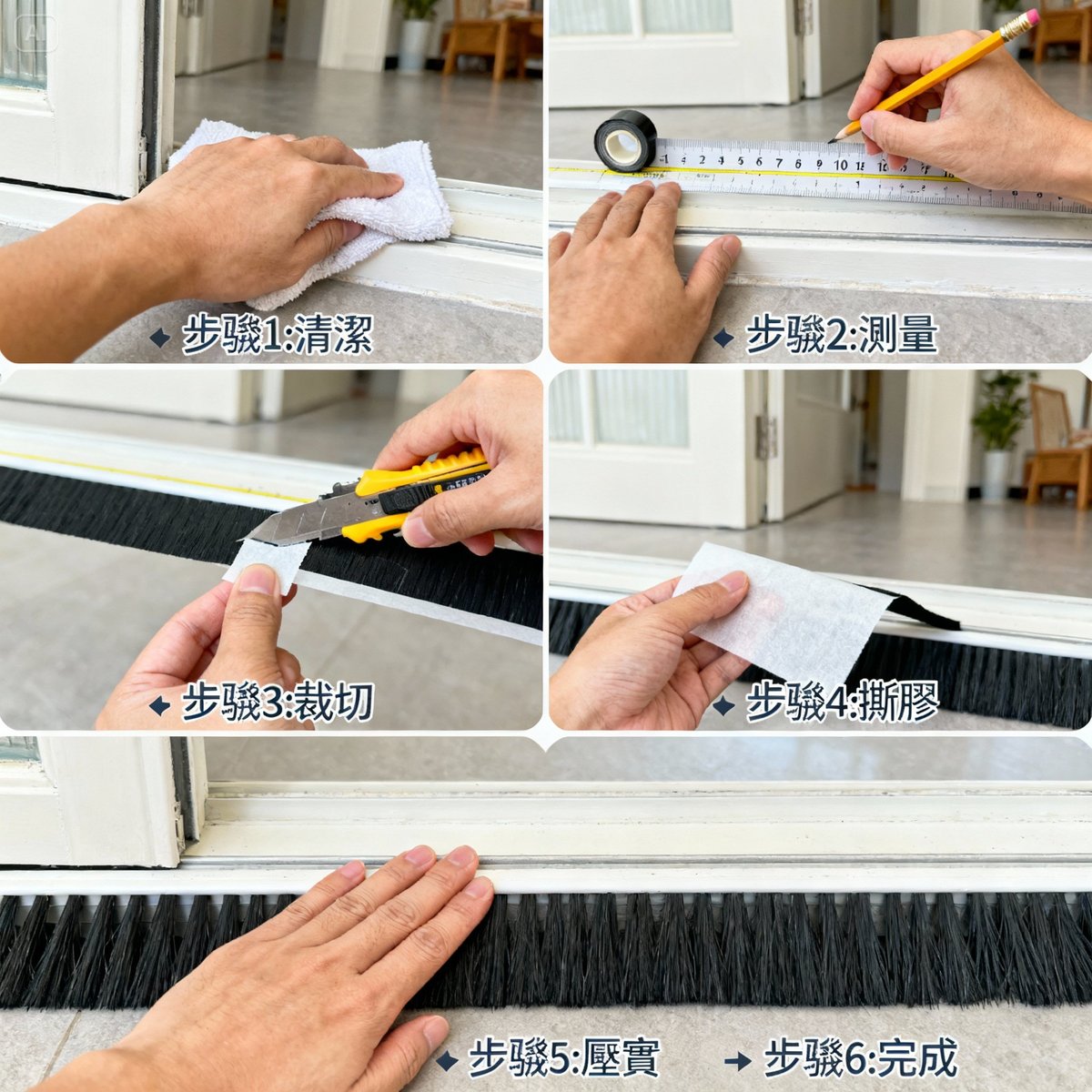 毛刷條安裝教學|黏貼式/嵌入式/螺絲固定完整圖解【DIY 10分鐘完成】