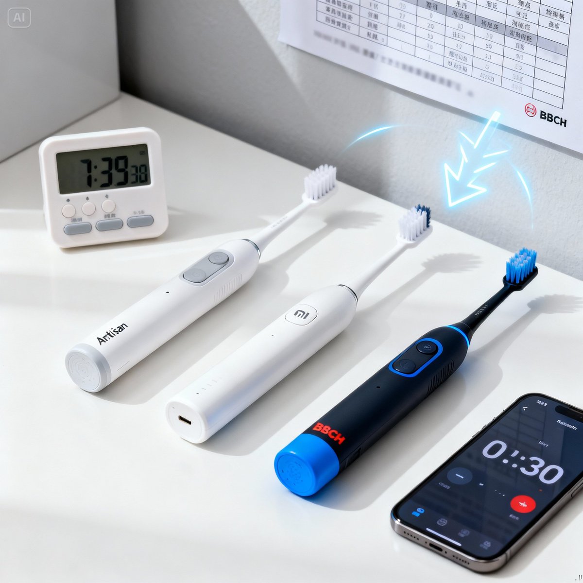 battery life testing three cordless brushes timer