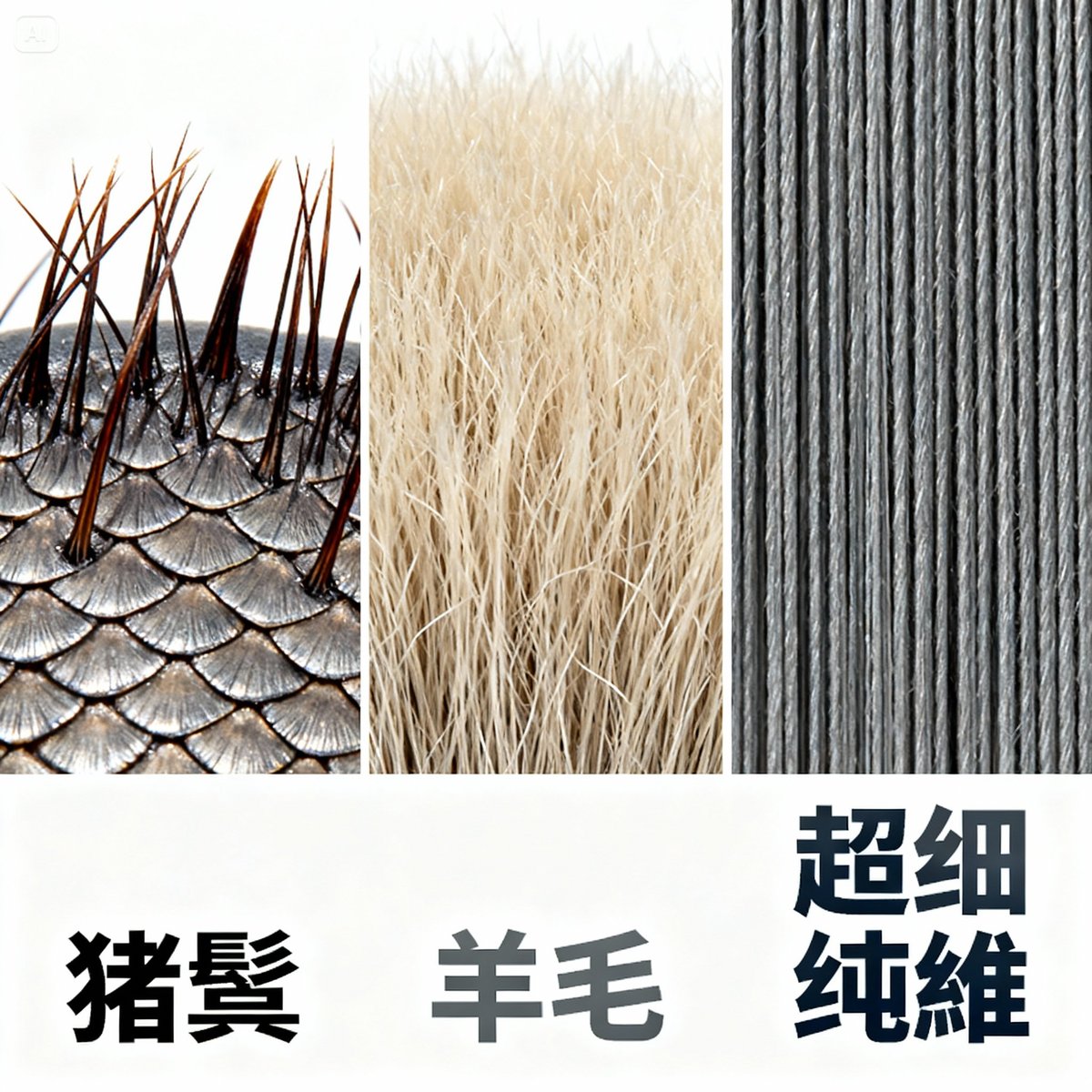 brush bristle materials microscopic comparison