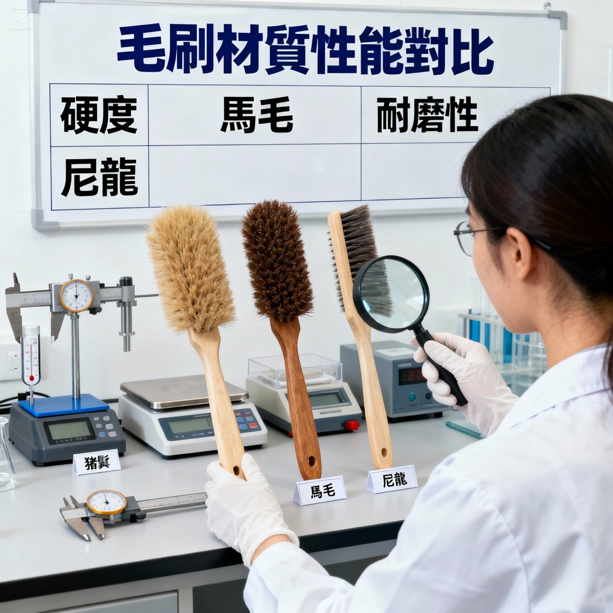 brush material comparison testing