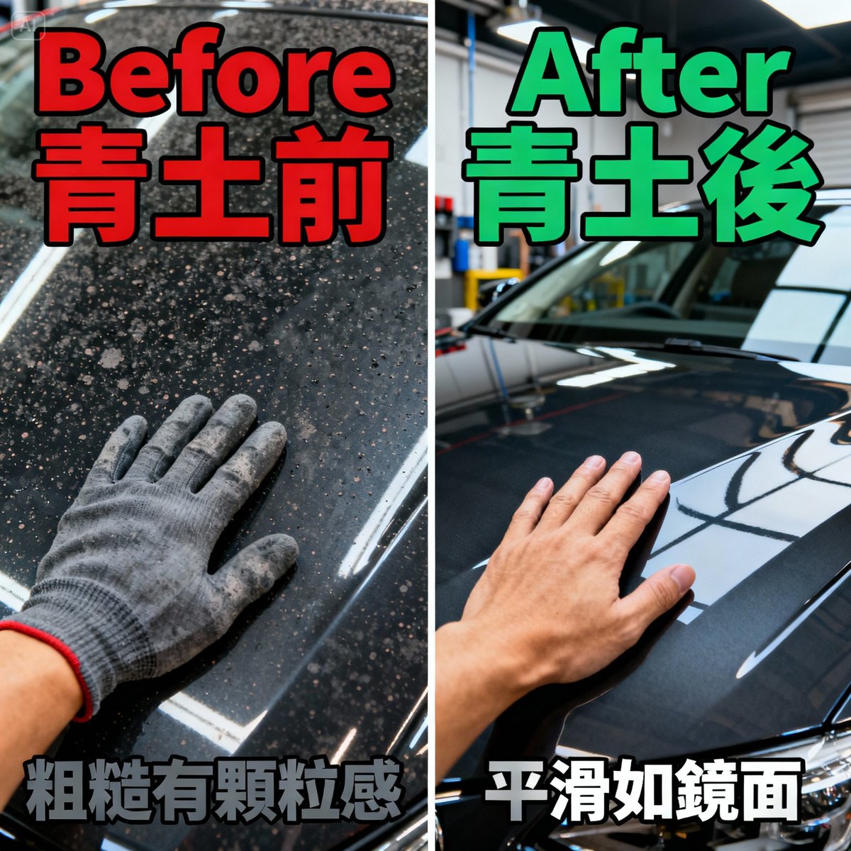 clay bar polishing paint surface before after comparison