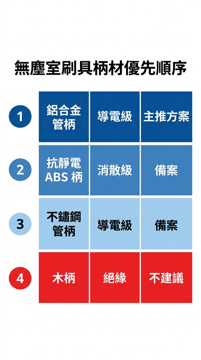 無塵室毛刷怎麼選?2026 等級決定材質的 3 條紅線