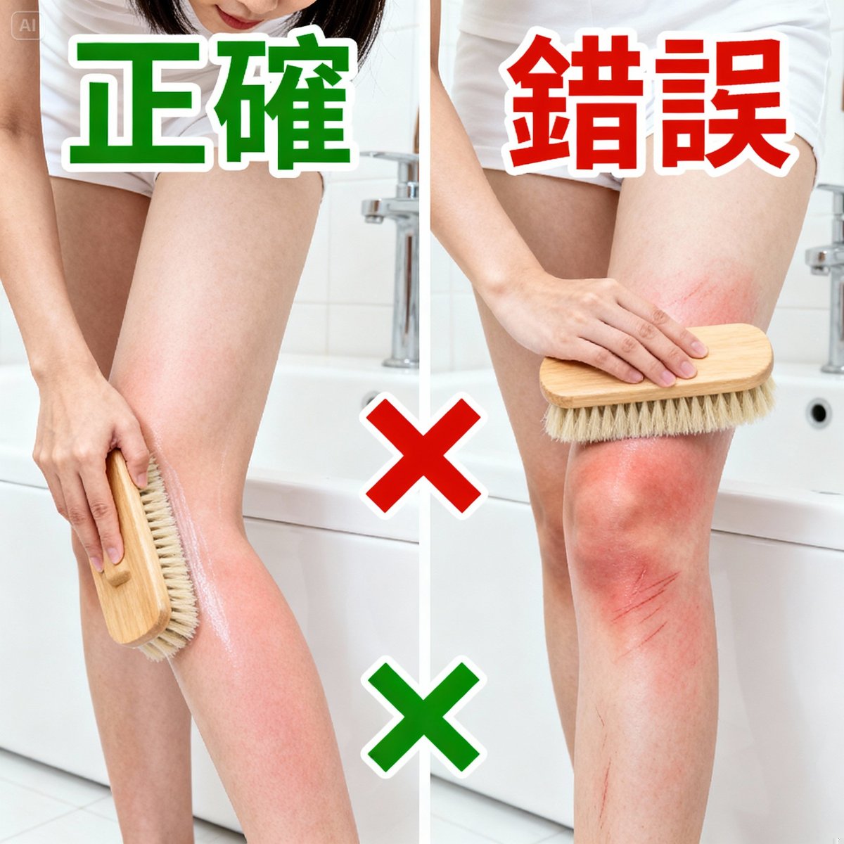 correct incorrect dry brushing comparison