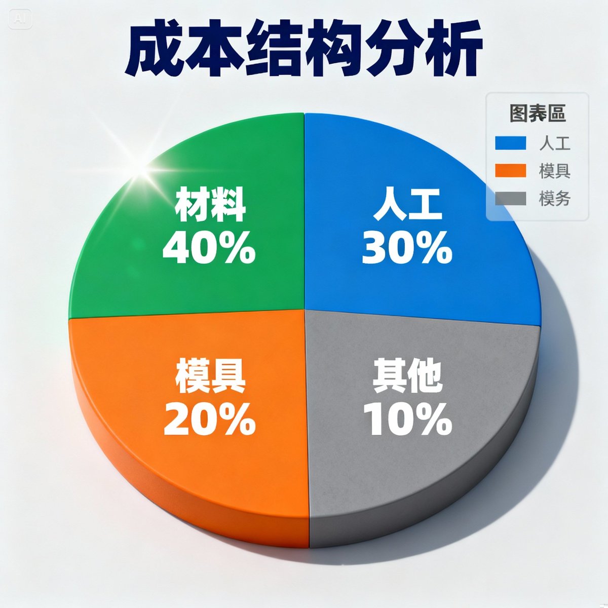 custom brush cost structure pie chart