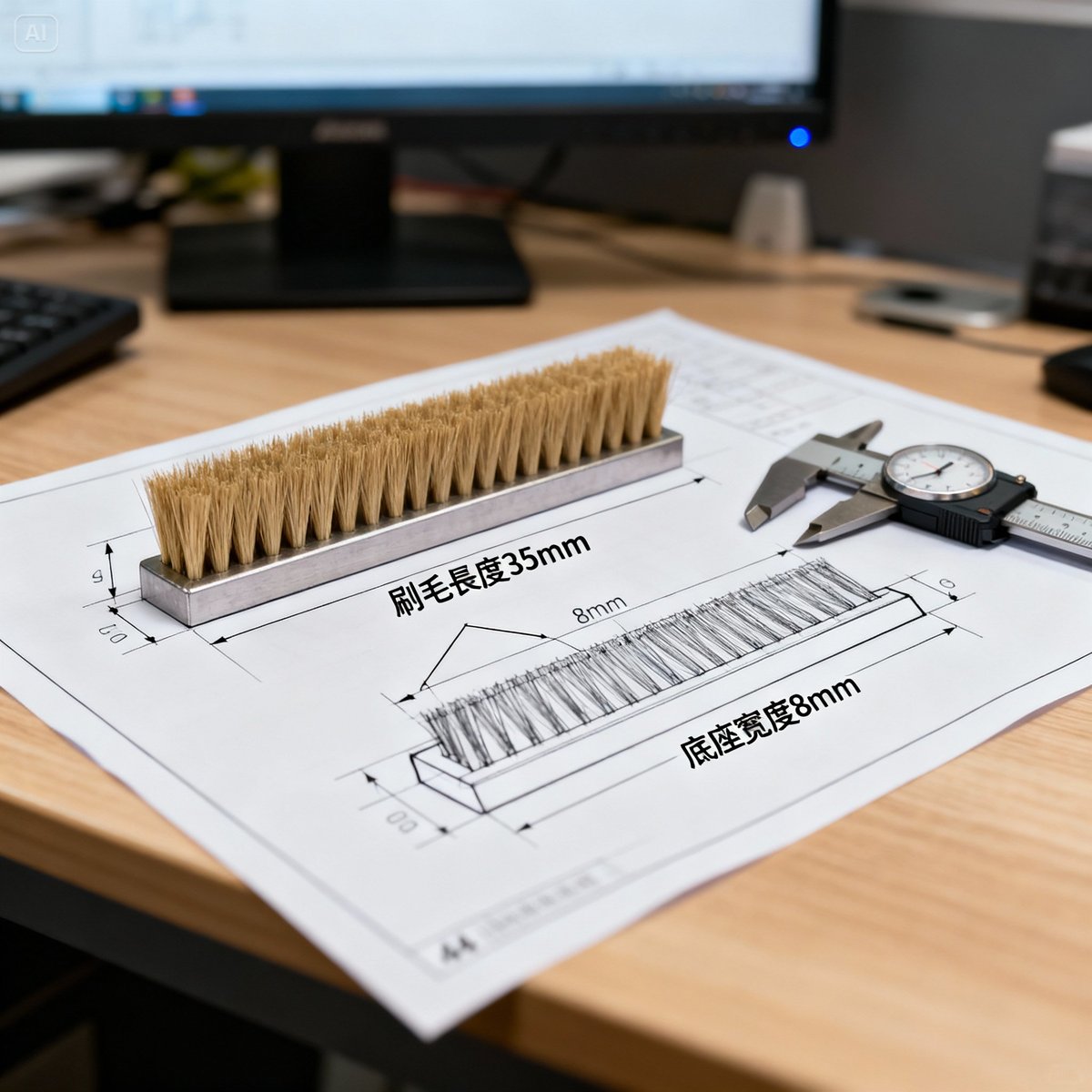 custom brush strip technical drawing
