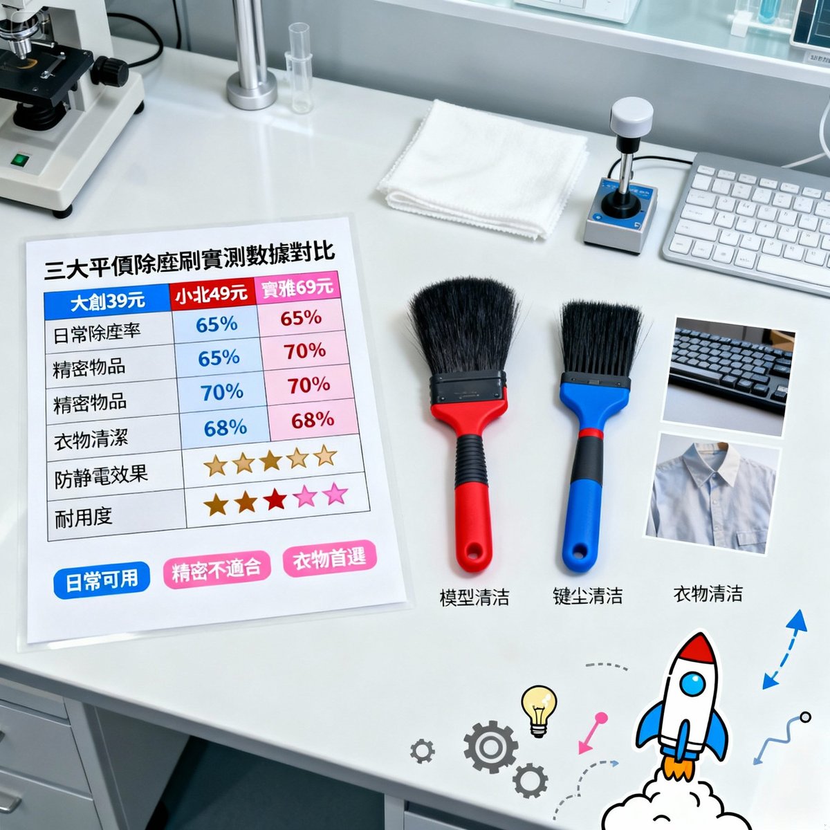 daiso peilei budget brush test result comparison chart