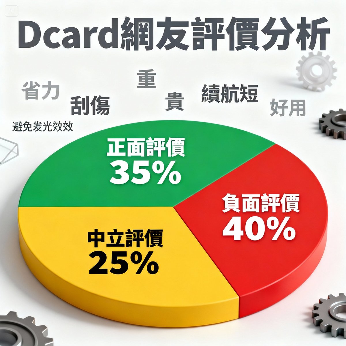 dcard user review sentiment analysis pie chart