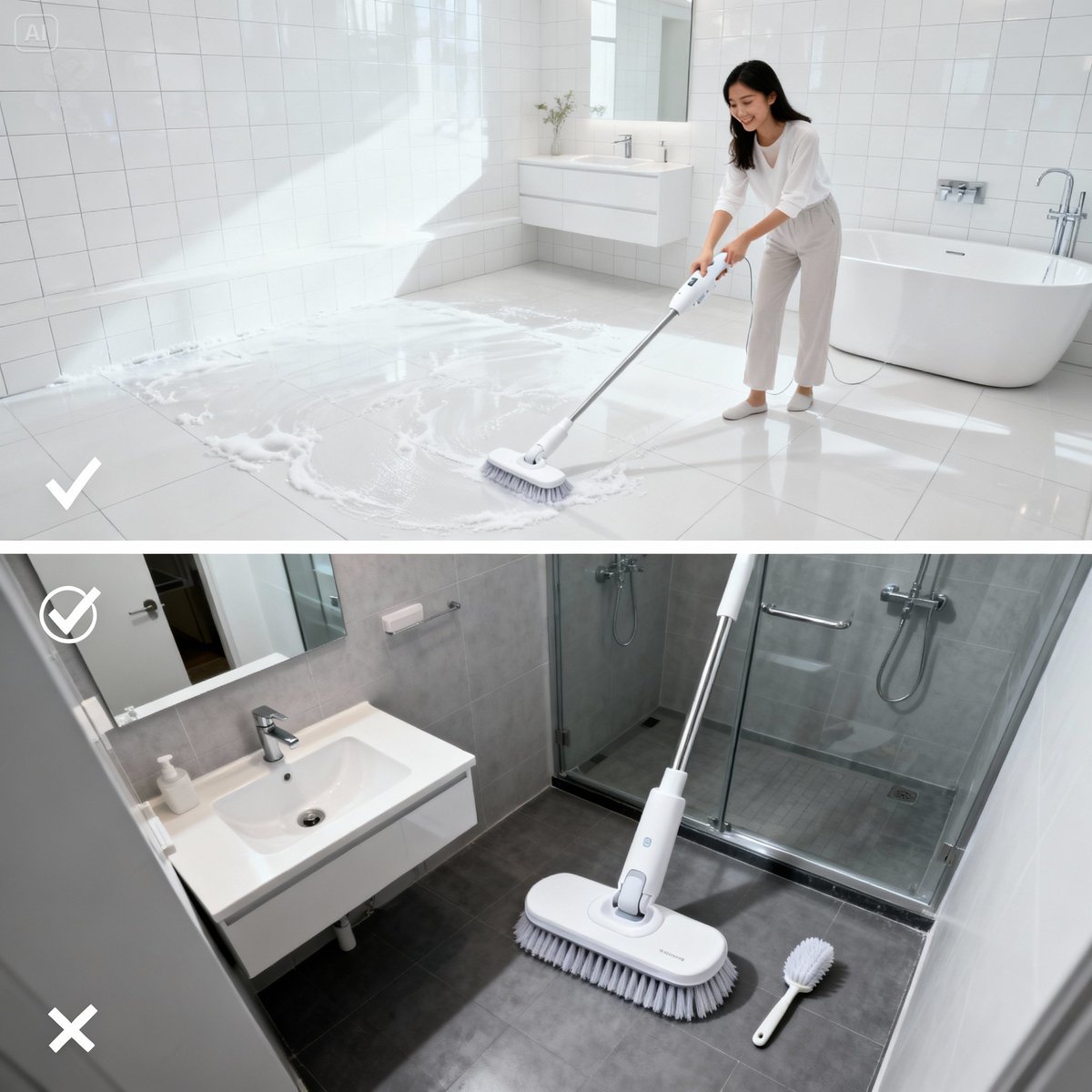 electric brush suitable unsuitable bathroom size comparison