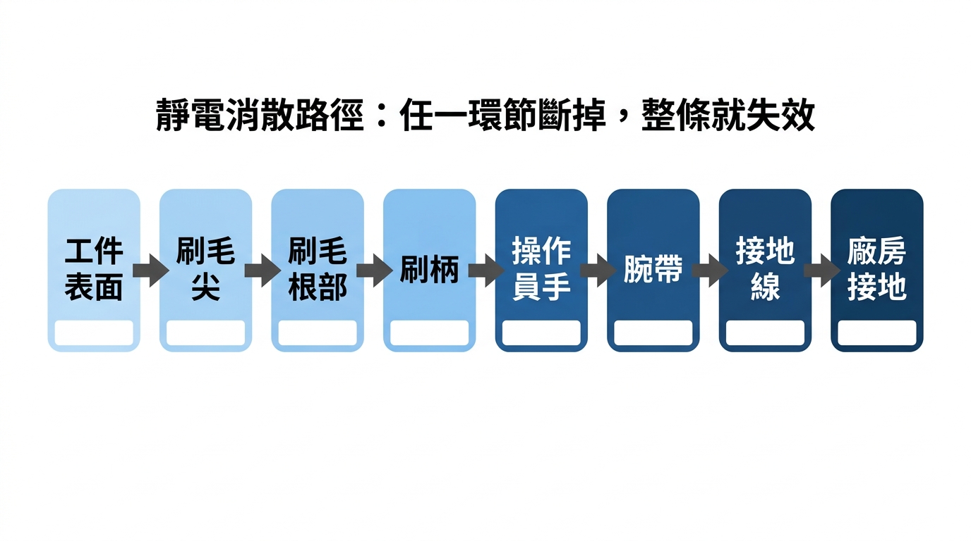 抗靜電刷沒效果?2026 消散路徑七環節排錯指南