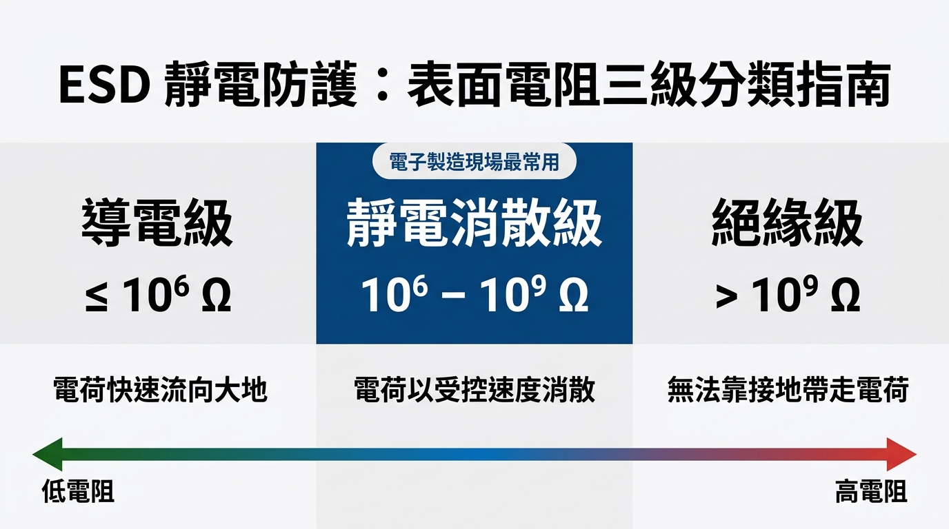 抗靜電刷電阻怎麼選?2026 三級分類選型判準解析