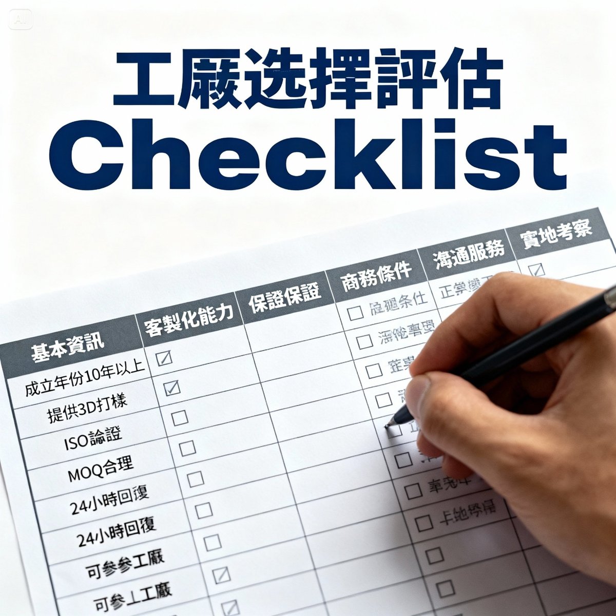 factory selection evaluation checklist form