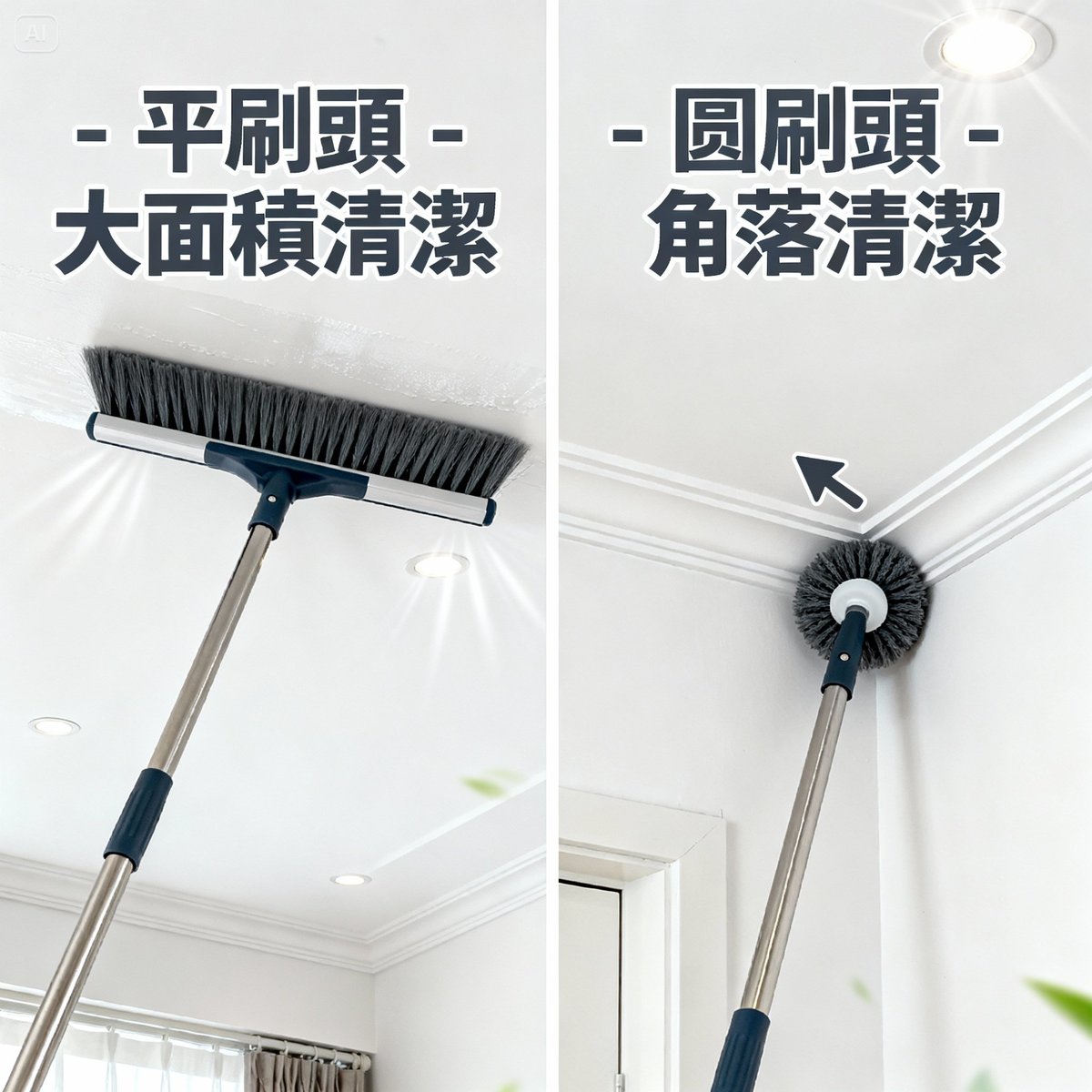 flat vs round brush head ceiling cleaning comparison