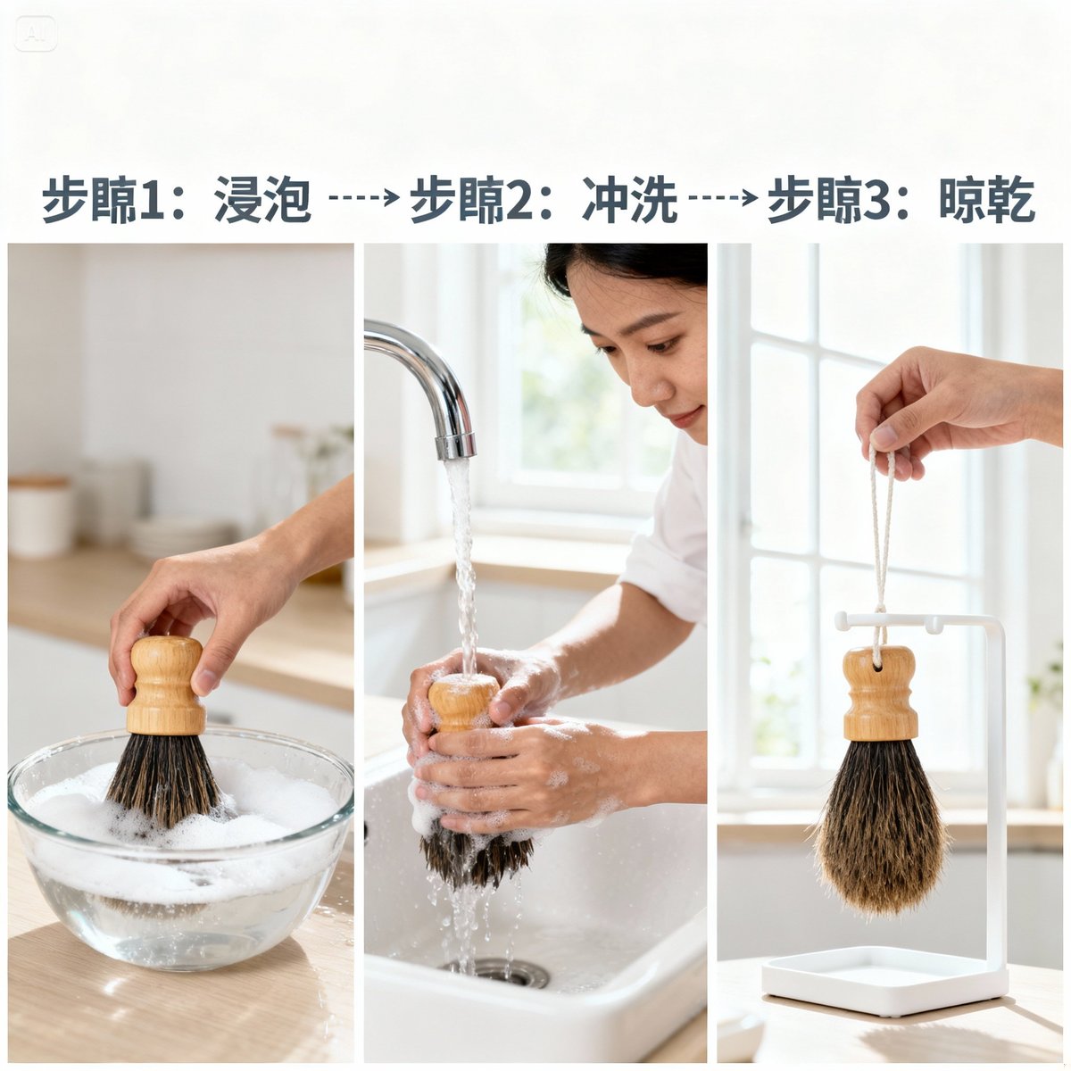 horse hair brush cleaning steps demonstration