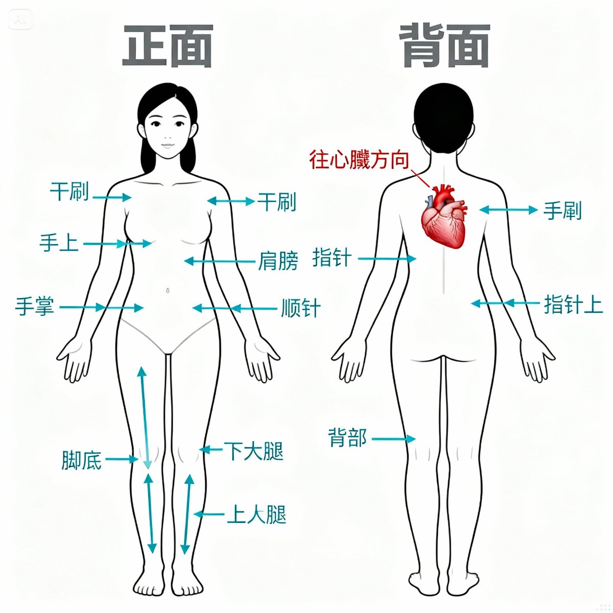 lymphatic drainage brushing direction diagram