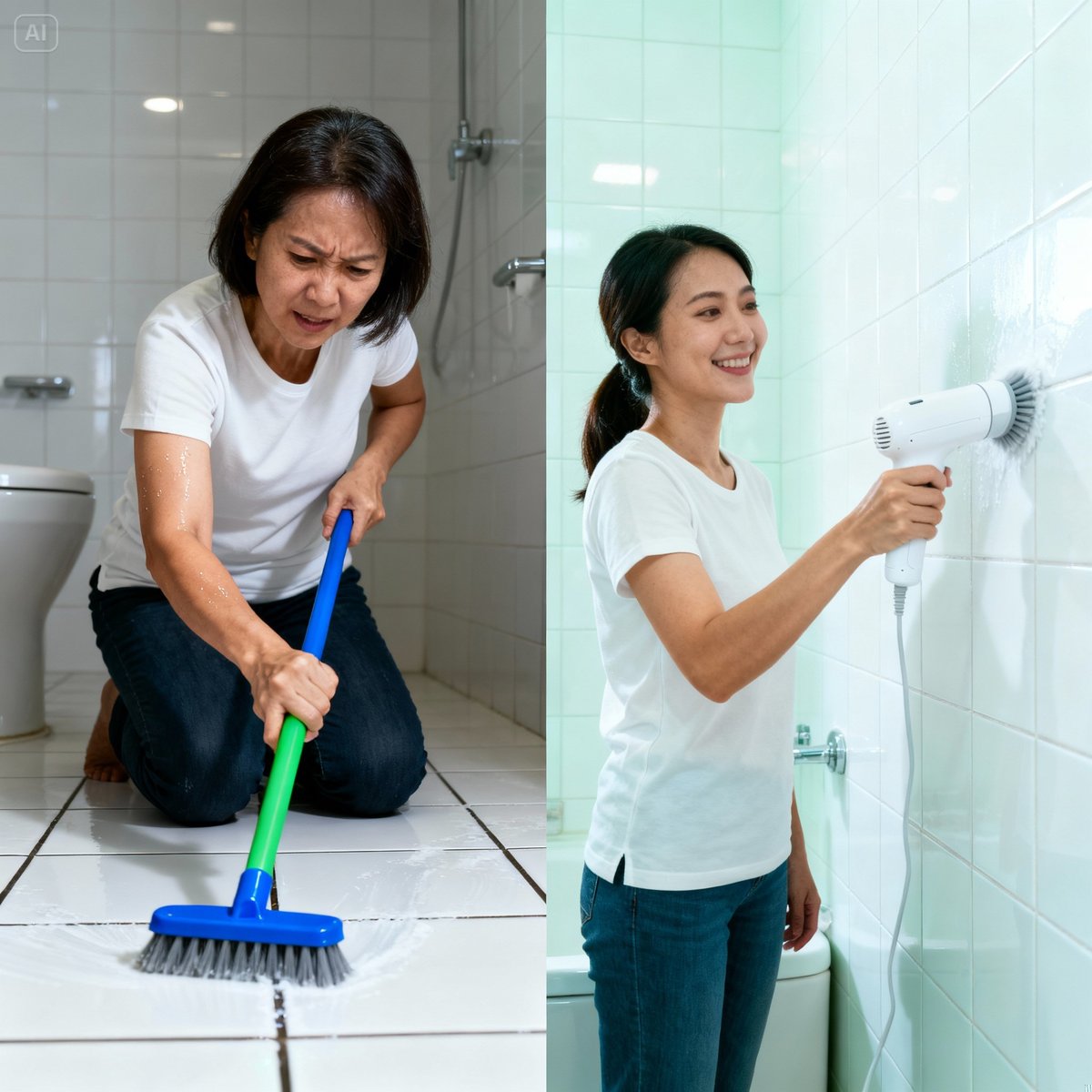 manual vs electric bathroom cleaning effort comparison