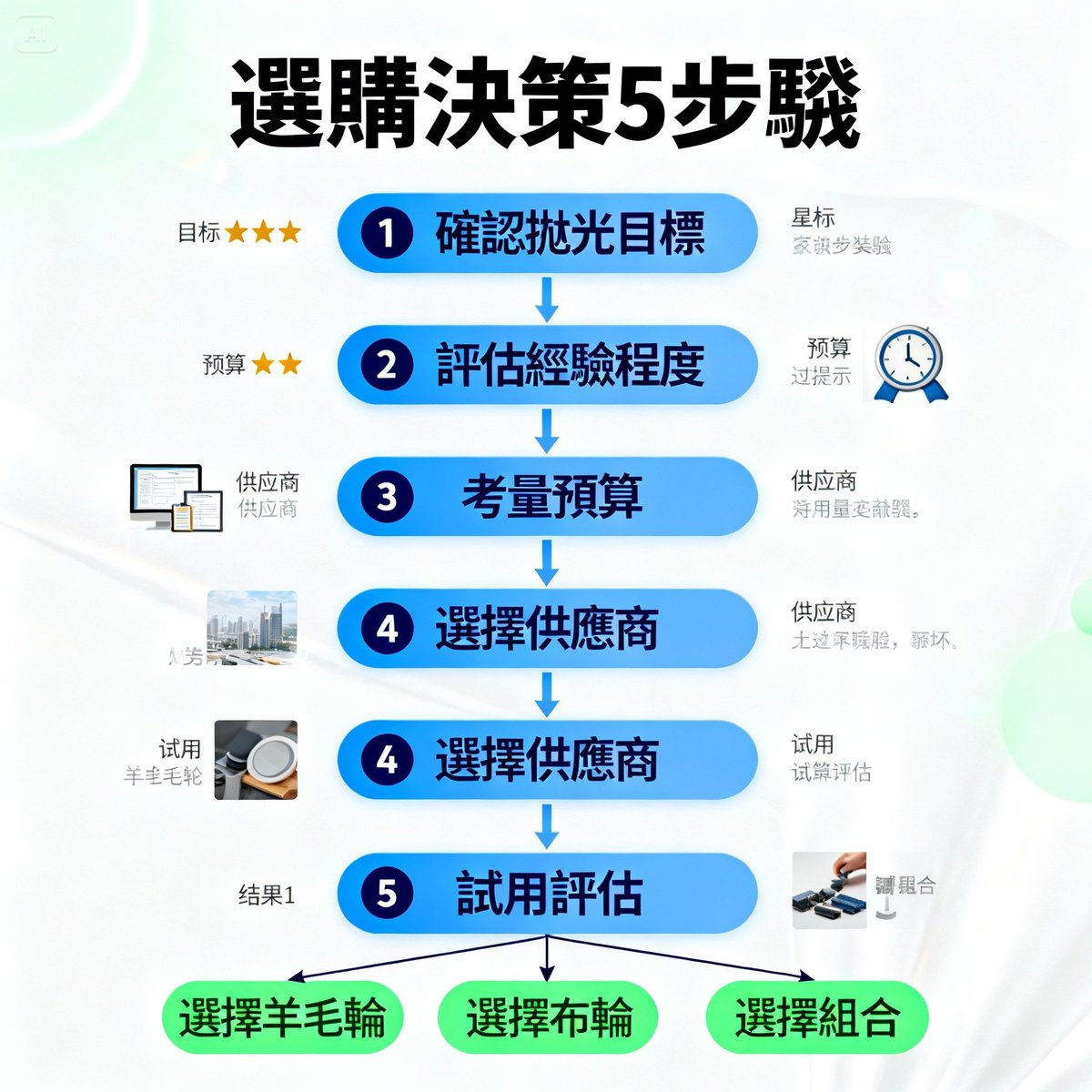 polishing wheel purchase decision five steps flowchart