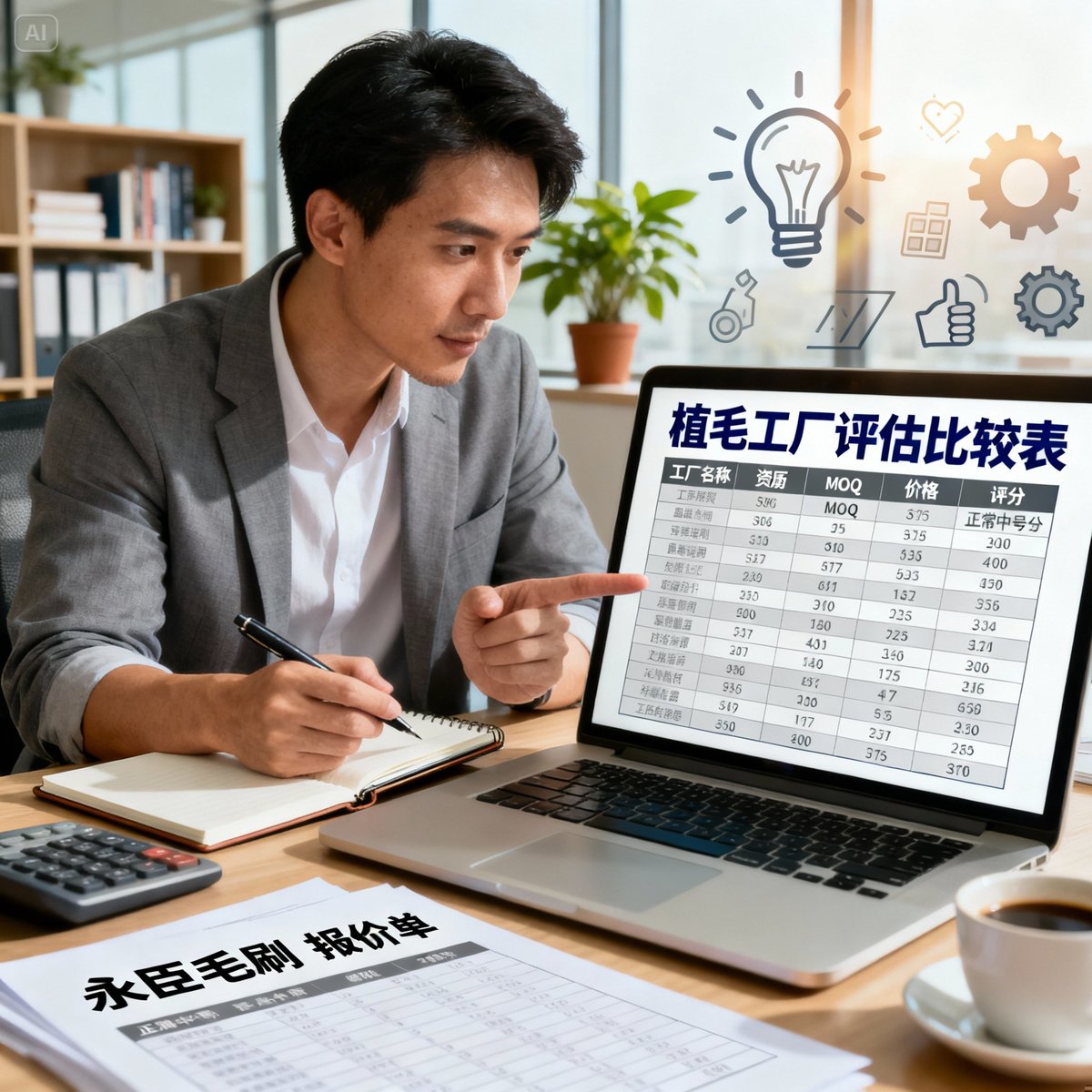 procurement manager evaluating factory comparison