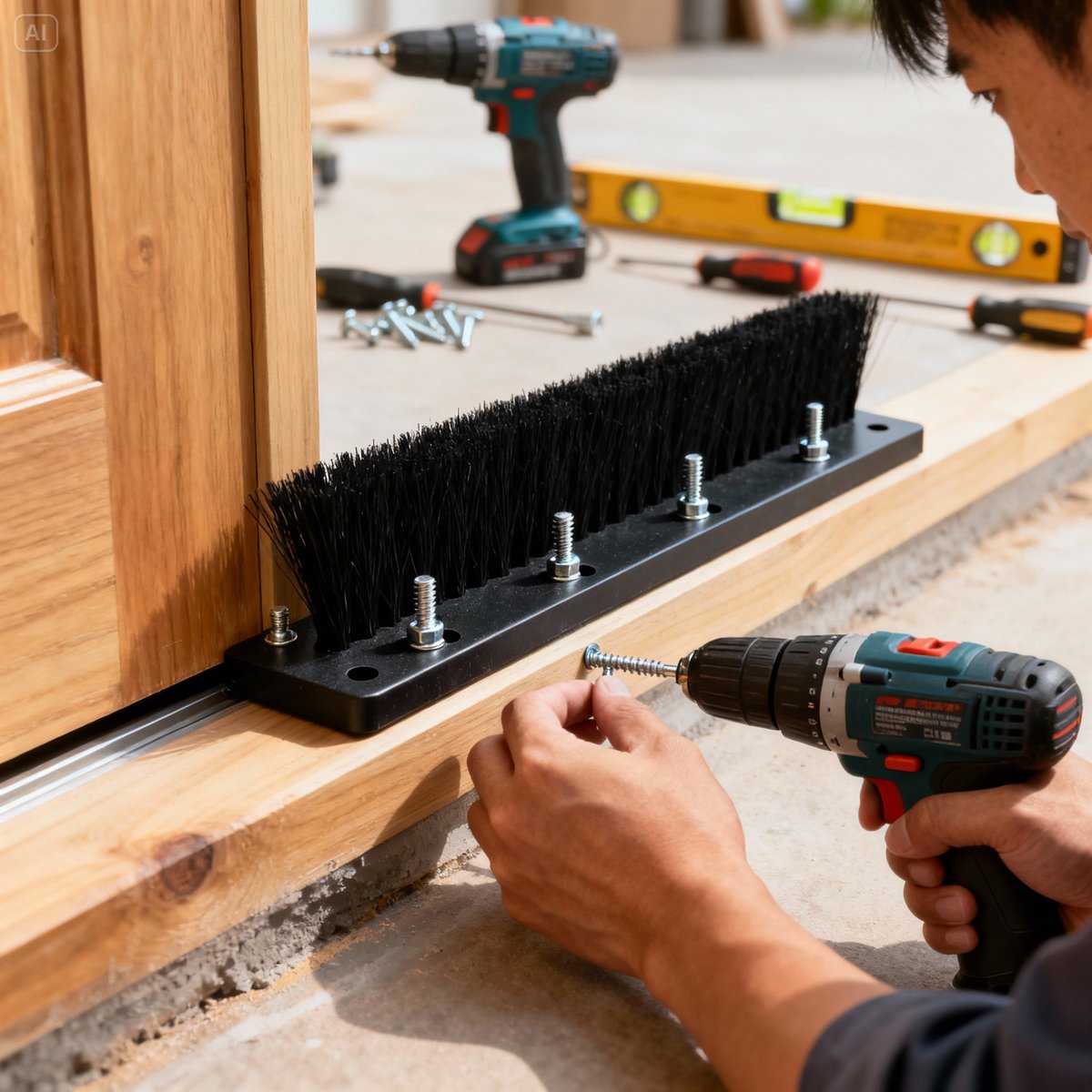 screw fixed brush strip installation