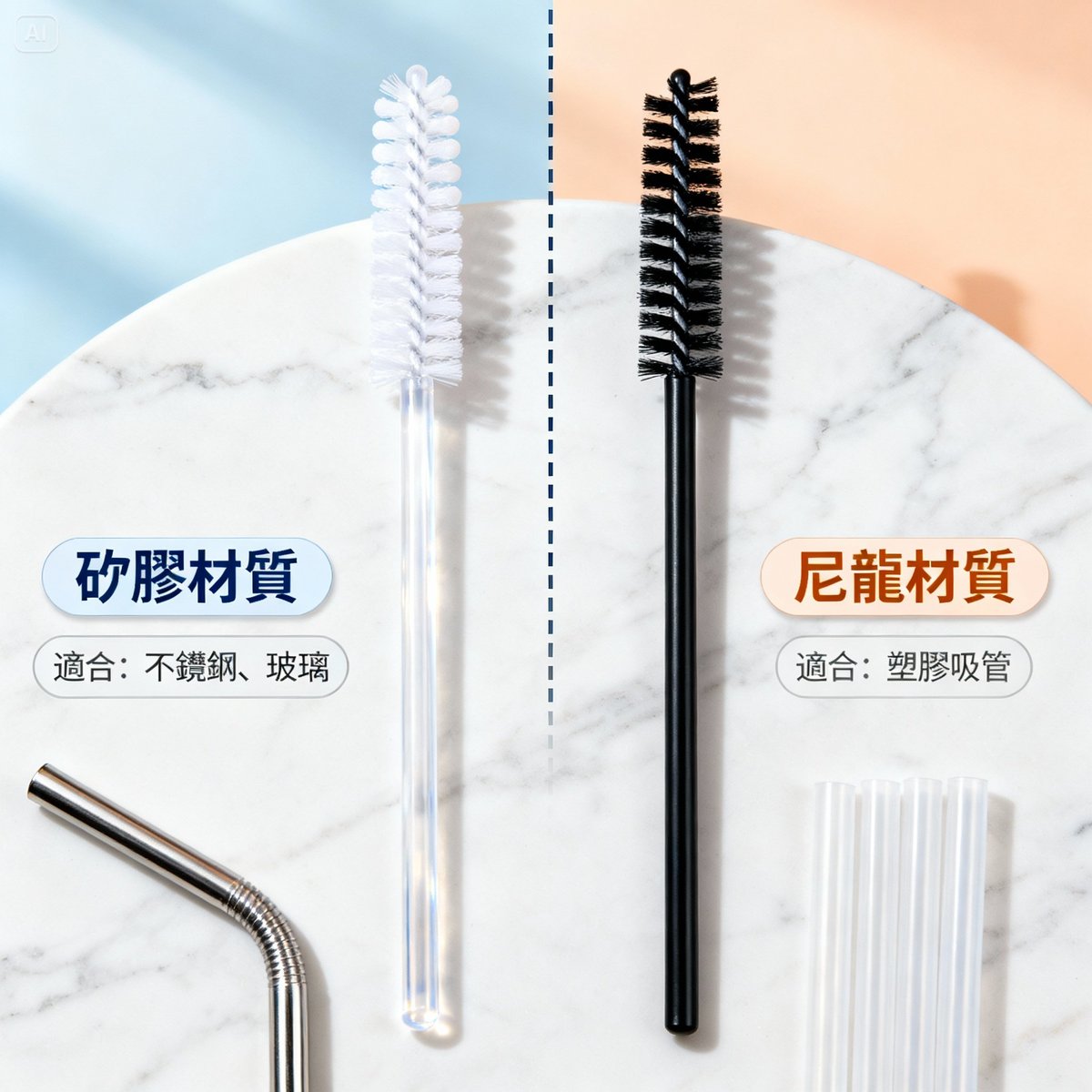 矽膠吸管刷 vs 尼龍吸管刷｜材質差異、優缺點完整分析 2025