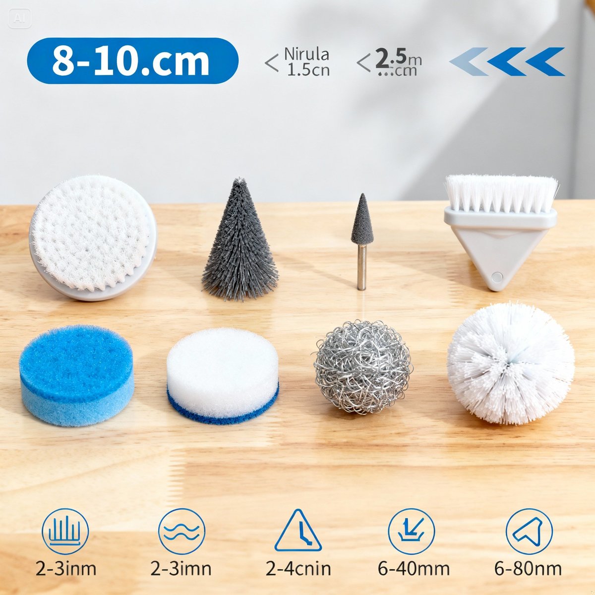 six types electric cleaning brush heads display