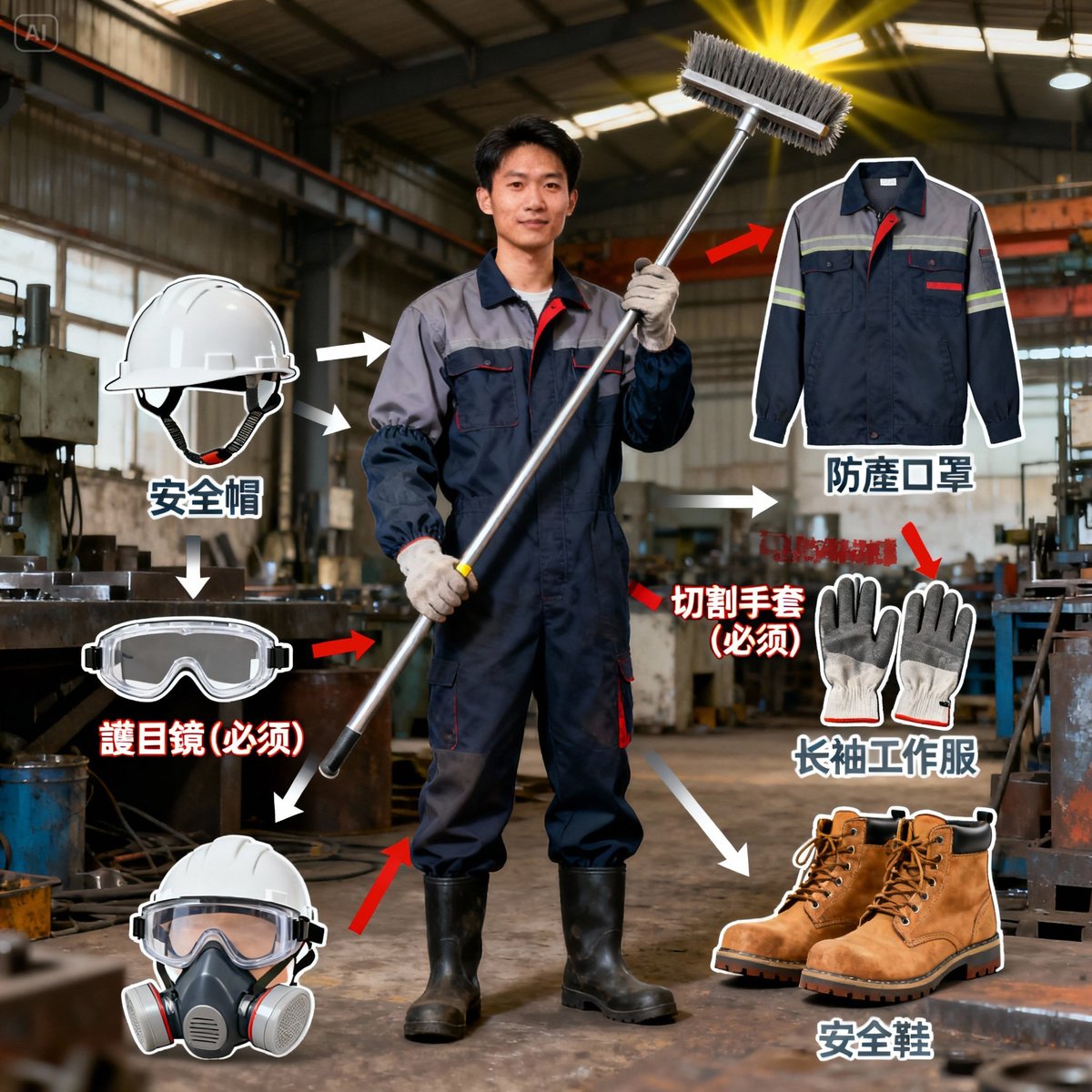 steel brush safety equipment demonstration