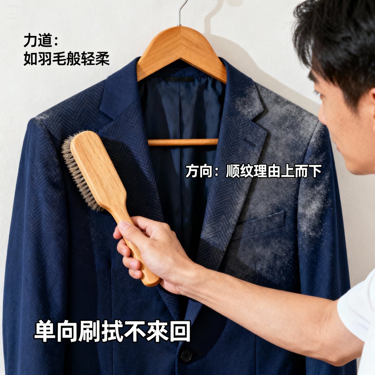 suit brushing technique demonstration