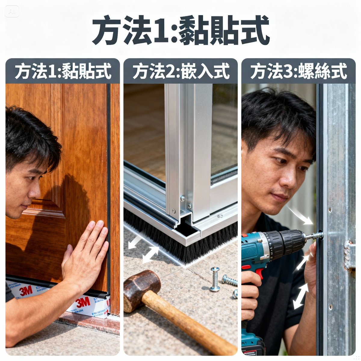 three brush strip installation methods comparison