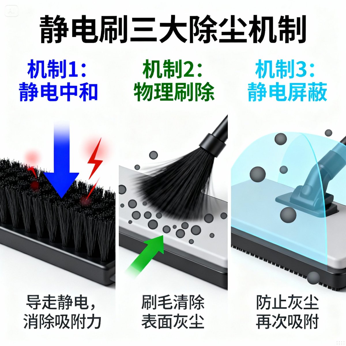 three dust removal mechanisms diagram