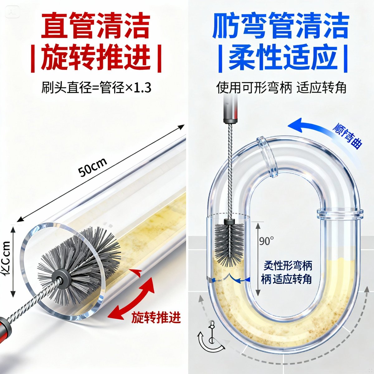 tube brush usage technique illustration