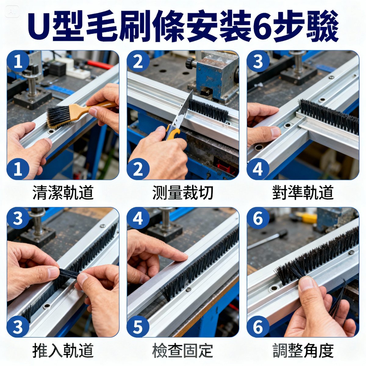 u type brush strip installation six steps