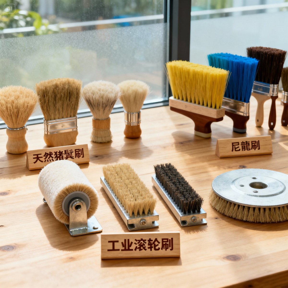 various types of brushes display