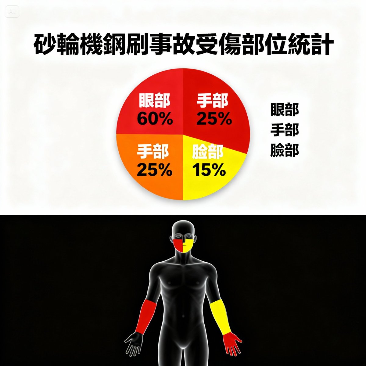 wire brush accident injury location statistics chart