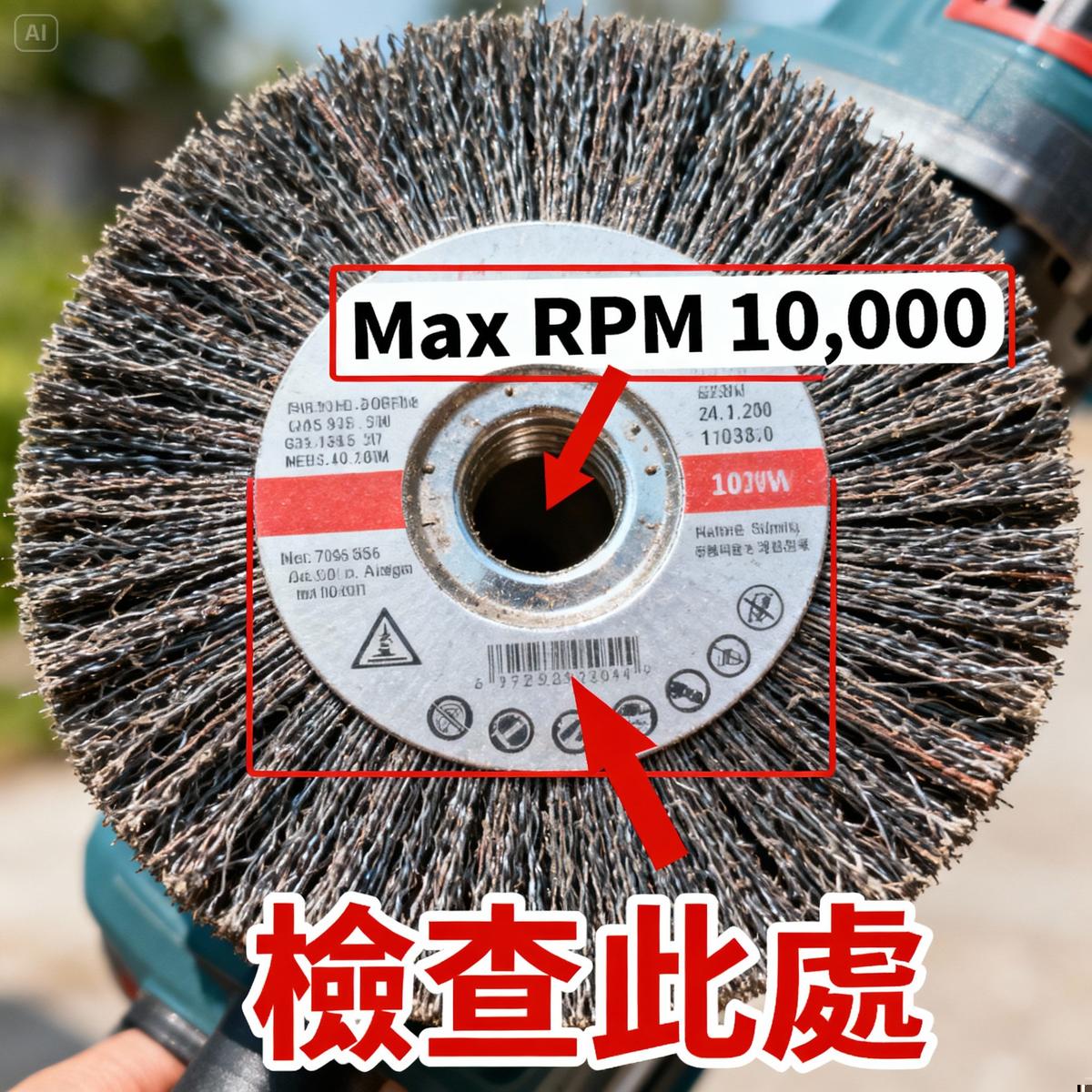 wire brush wheel rpm label inspection guide