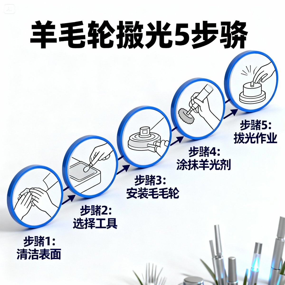 wool wheel polishing five steps infographic