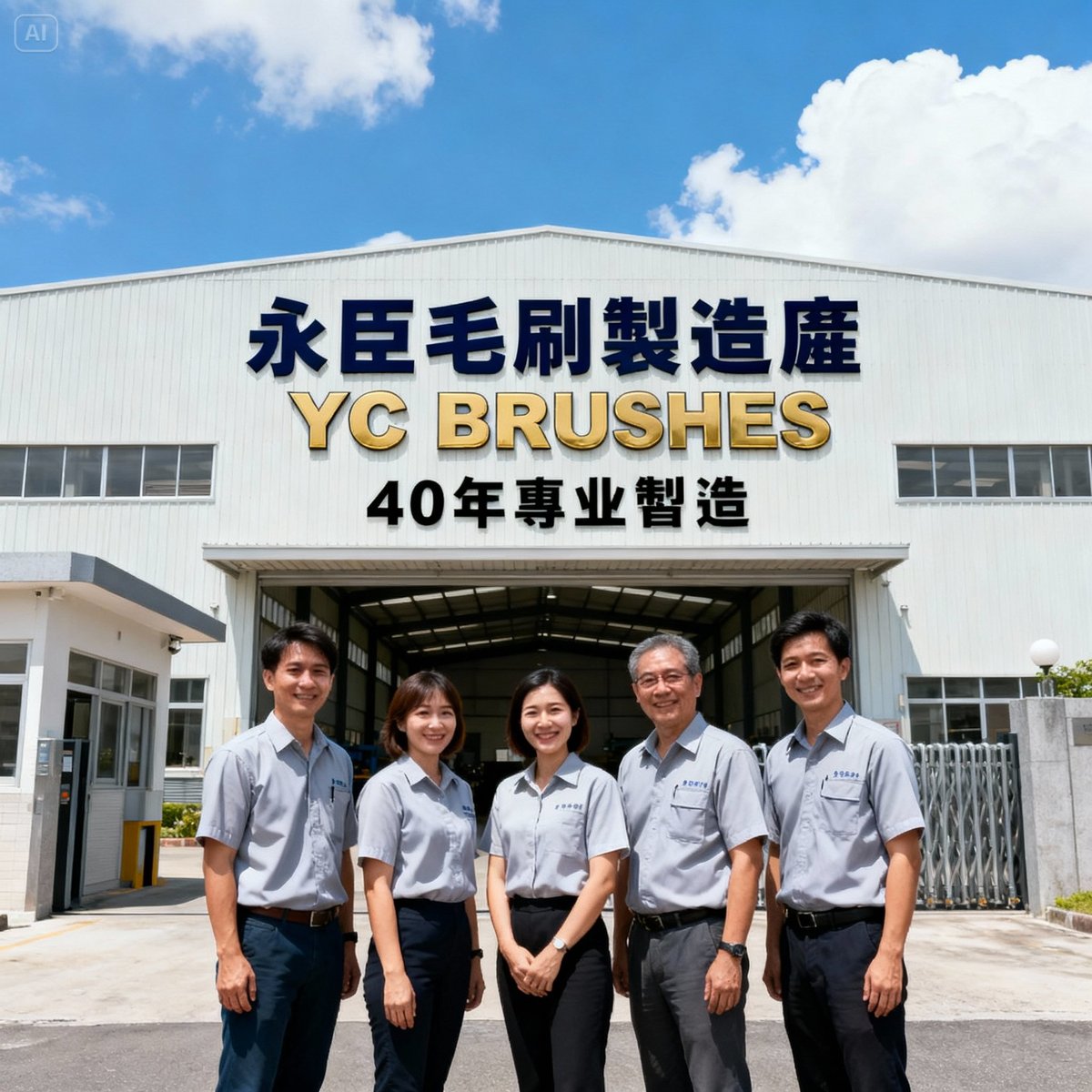 yc brush factory building team photo