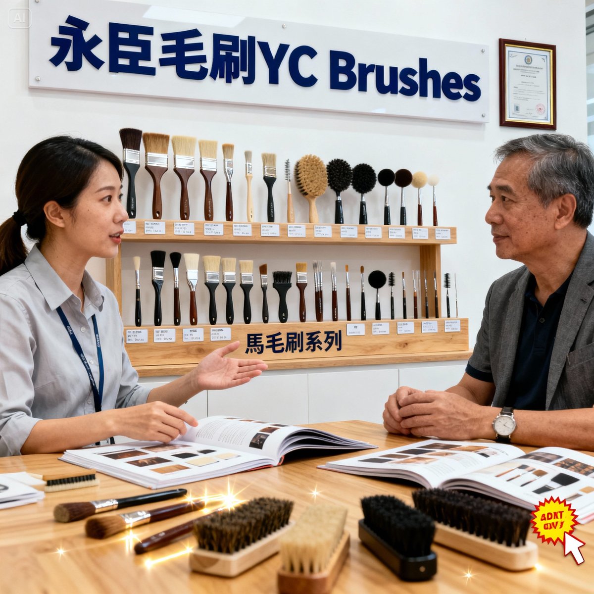 yc brushes showroom product display